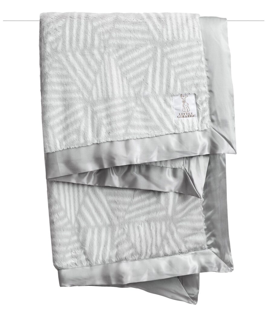 LITTLE GIRAFFE Luxe Abstract Baby Blanket in Silver Cayman's