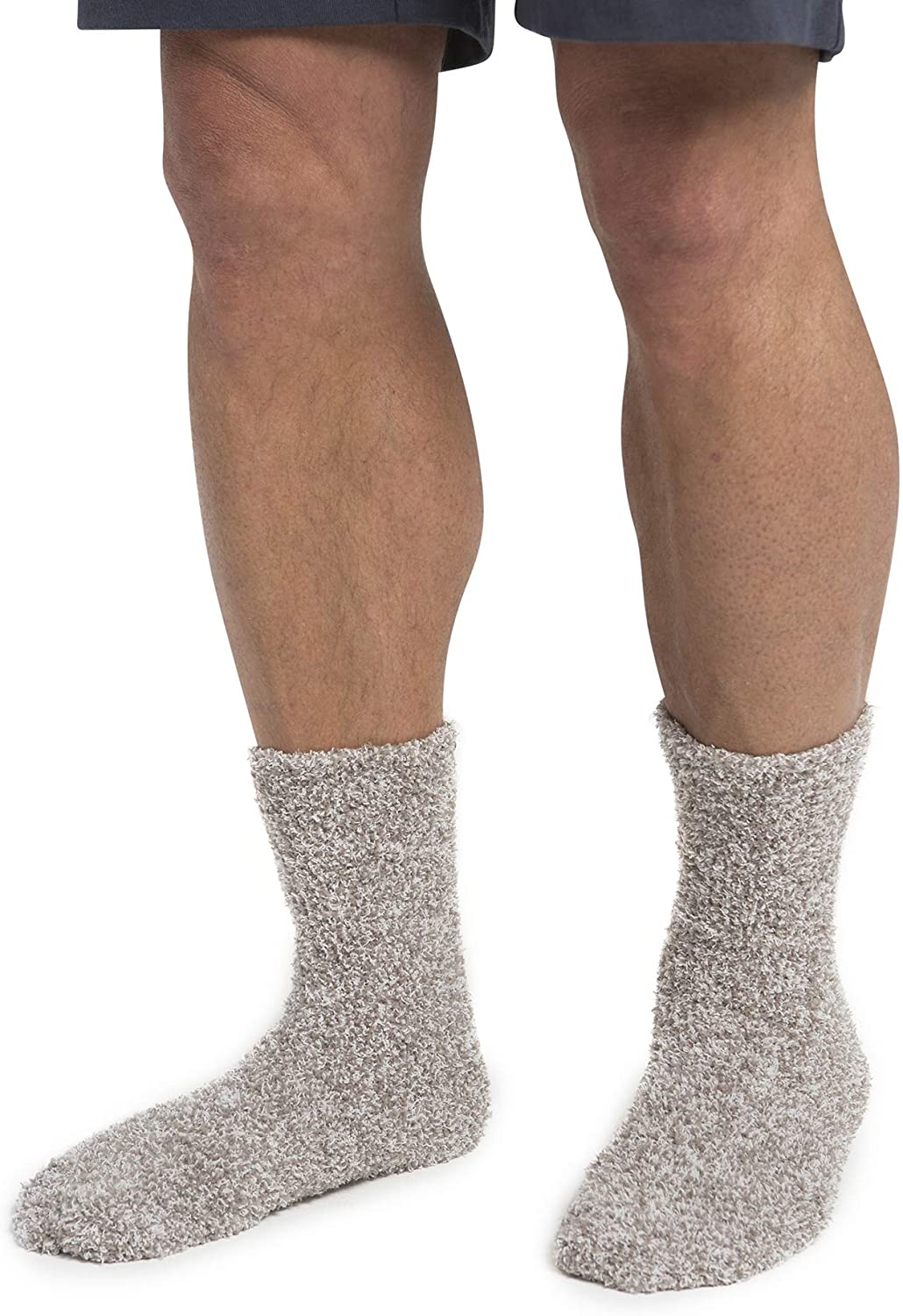 BAREFOOT DREAMS CozyChic Heathered Men's Socks in Warm Grey/White