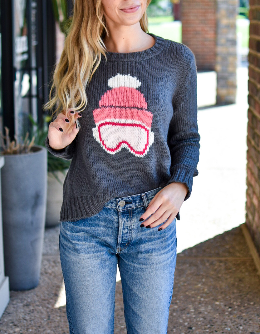 WOODEN SHIPS Ski Babe Crew Sweater in Gunmetal