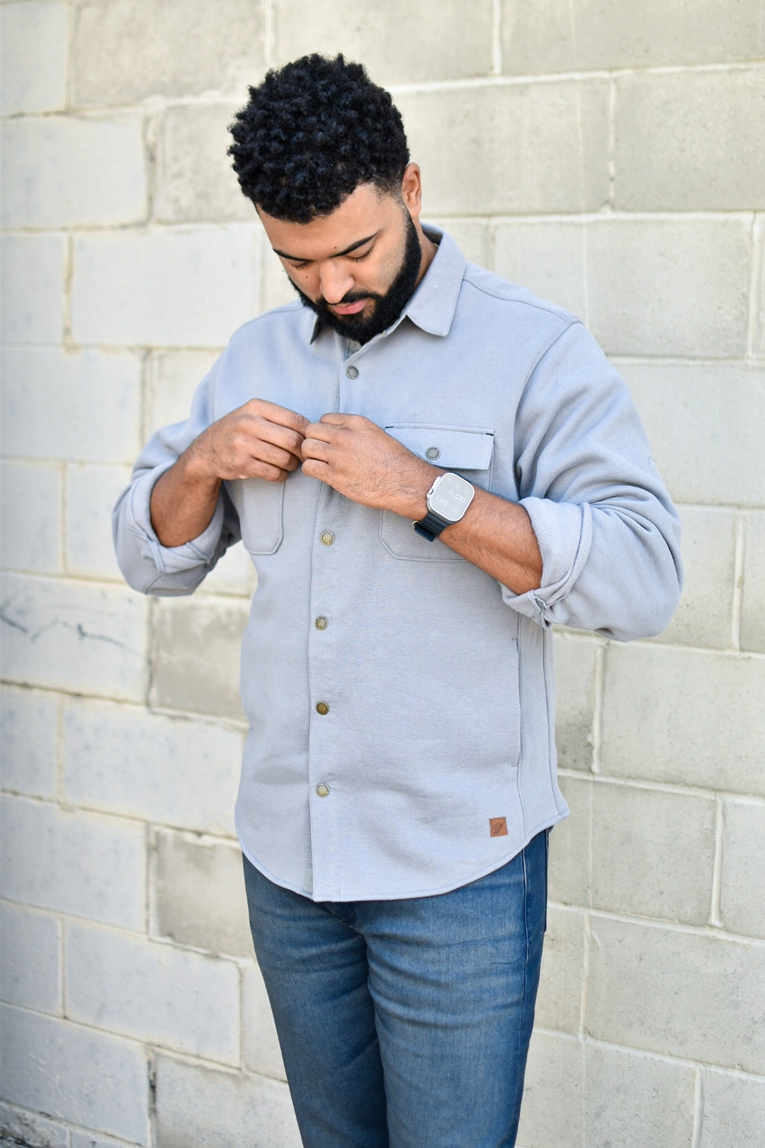 FUNDAMENTAL COAST Slater Shirt Jacket in Concrete Cayman's