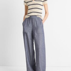 VINCE Mid Rise Casual Pull On Pant in Mid Indigo