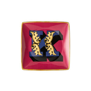 VERSACE Versace Holiday Alphabet K-Canape Dish 4 3/4 in Square