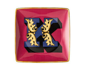 VERSACE Versace Holiday Alphabet K-Canape Dish 4 3/4 in Square