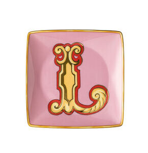 VERSACE Holiday Alphabet L-Canape Dish 4 3/4 in Square