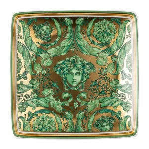 VERSACE Medusa Garland Green Canape Plate 4 3/4 inch Square
