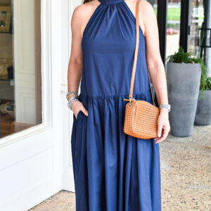 MIOU MUSE Sleeveless Tie-Back Dress in Navy