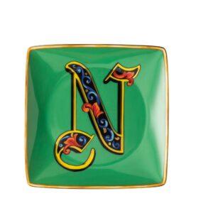 VERSACE Versace Holiday Alphabet N-Canape Dish 4 3/4 in Square