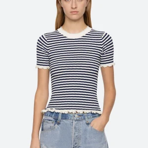 SEA Addy Striped Knit Short Sleeve Tee in Multi