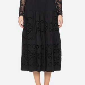SEA Dahlia Eyelet Skirt in Black