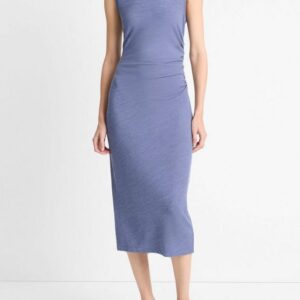 VINCE Sleeveless Waist Gather Dress in Dark Periwinkle