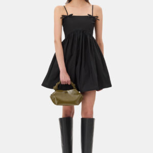 GANNI Cotton Poplin Strap Dress in Black