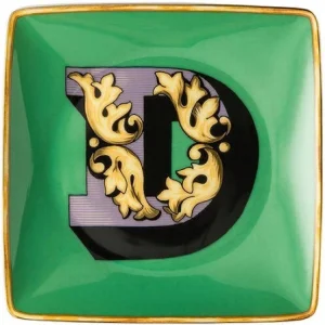 VERSACE Versace Holiday Alphabet D-Canape Dish 4 3/4 in Square