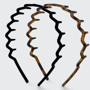 KITSCH Zig Zag Headband 2pc- Black & Tort