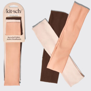 KITSCH Recycled Fabric Active Headbands 3pc Set in Rosewood