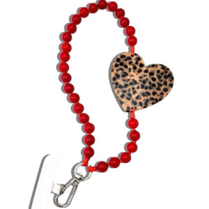 SOLAR ECLIPSE Hand-painted Leopard Heart Gemstone Bracelet Phone Chain