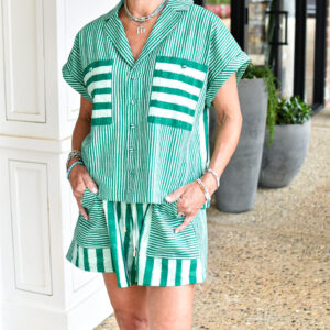 EMILY MCCARTHY Scout Short in Mist Green Stripe