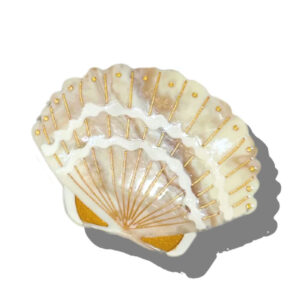 SOLAR ECLIPSE Hand-painted Seashell Claw Hair Clip in Golden Sand