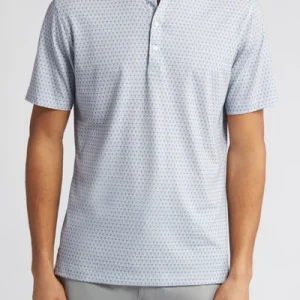 JOHNNIE-O Franco Micro Print Performance Jersey Polo in Seal