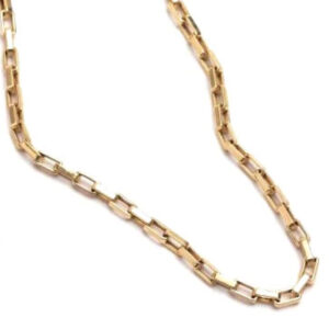 REBECCA PINTO Long Box Chain Necklace in 14KY Gold