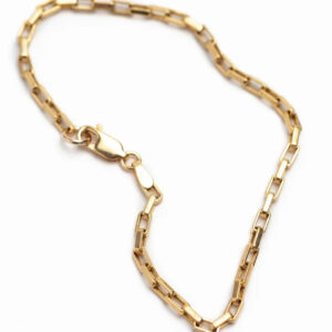 REBECCA PINTO Long Box Chain Bracelet in 14KY Gold