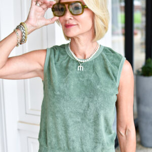PERFECT WHITE TEE Ellie Loop Terry Tank in Aloe