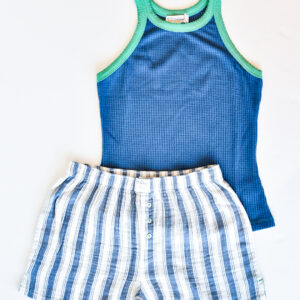 PJ SALVAGE Back From The Beach Cami and Short Set in Blue Horizon