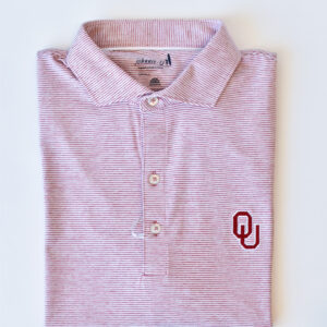 JOHNNIE-O Performance Jersey Polo with OU Logo - Lyndonn Stripe in Crimson