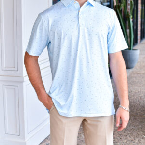 PETER MILLAR Tequila Sunrise Performance Jersey Polo in White