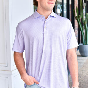 PETER MILLAR Gingham Performance Jersey Polo in Ultra Violet
