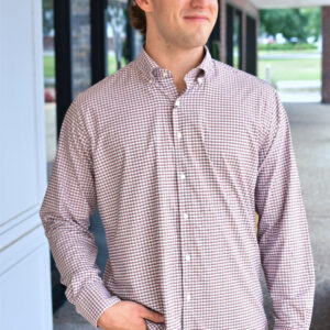 PETER MILLAR Cashiers Performance Twill Sport Shirt in Sparrow Red