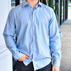 PETER MILLAR Highlands Soft Twill Cotton Sport Shirt in Ruddy Blue
