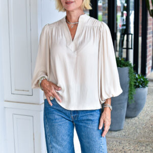 CURRENT AIR Puff Sleeve Top in Ecru
