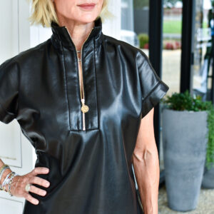 EMILY MCCARTHY Poppy Pullover in Black Vegan Leather