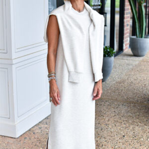VARLEY Beatrice Midi Dress in Ivory Marl