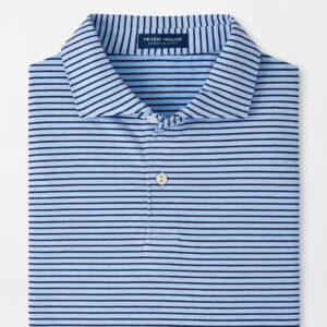 PETER MILLAR Albatross Cotton-Blend Pique Polo in Blue Topaz/Navy