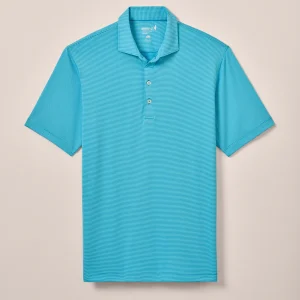 JOHNNIE-O Lyndonn Stripe Performance Jersey Polo in Majorca and Tarpon