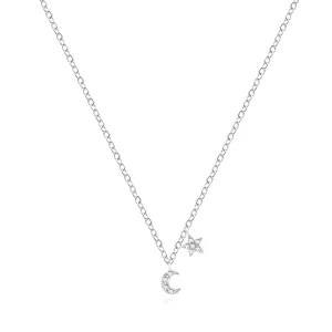 MEIRA T White Gold Mini Moon and Star Necklace