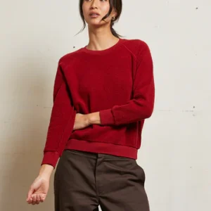 PERFECT WHITE TEE Ziggy Inside Out Fleece Long Sleeve Sweatshirt in Maple
