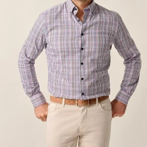 JOHNNIE-O Adelson Natural Performance Button Down Shirt in Coffee