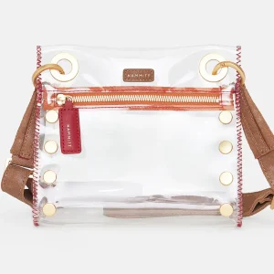 HAMMITT Tony Small Clear Purse in Crimson/Brushed Gold