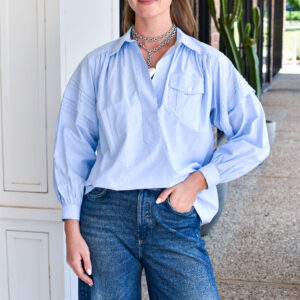 HUNTER BELL Evangeline Shirt in Oxford Blue
