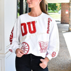 QUEEN OF SPARKLES Oklahoma Scattered Big Icons All Over Sweatshirt in Multi
