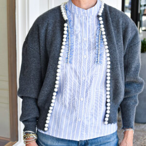 ESSENTIEL ANTWERP Ideas Knit Cardigan with Beads in Shadow