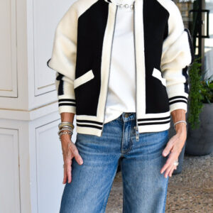 ESSENTIEL ANTWERP Idol Knitted Bicolour Jacket in Combo Black