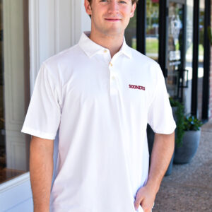 PETER MILLAR Sooners SEC Logo Solid Performance Jersey Polo in White