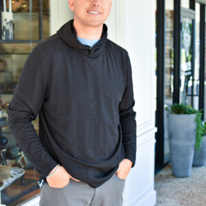 JOHNNIE-O Brinson Drirelease Waffle Hoodie in Black