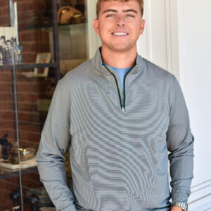 PETER MILLAR Perth Sugar Stripe Performance Quarter-Zip in Nordic Pine