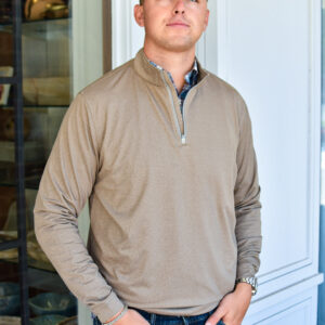 PETER MILLAR Perth Melange Performance Quarter-Zip in Poplar Brown