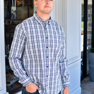 JOHNNIE-O Ledford Natural Performance Button Down Shirt in Gulf Blue