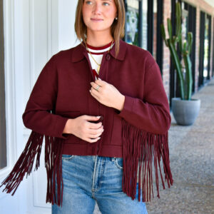 ESSENTIEL ANTWERP Istern Jacket with Fringe in Margot Mauve